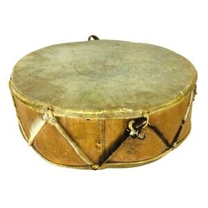 Primitive Traditional Native American Rawhide Animal Hide Fur Ceremonial Drum